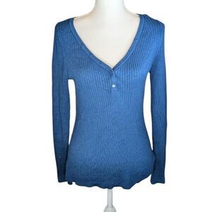 White House Black Market Blue Cowl neck Long sleeve Knit Sweater | Size Medium